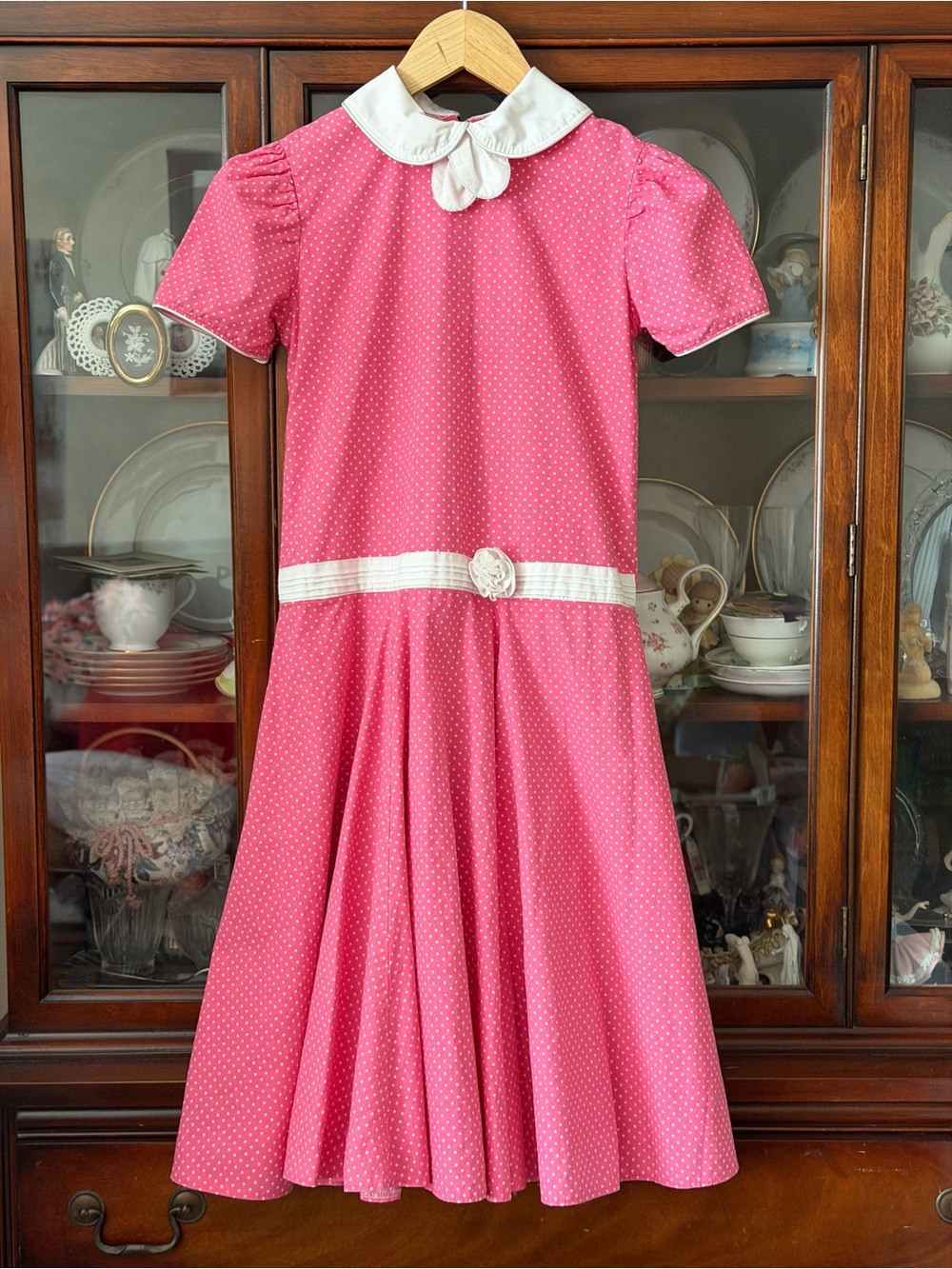 Vintage handmade girls pink dress